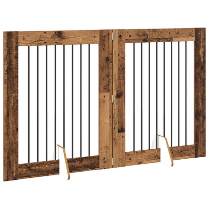 Cancello per cani con supporti 2 pcs Legno antico 80 x 100 cm | homemem39