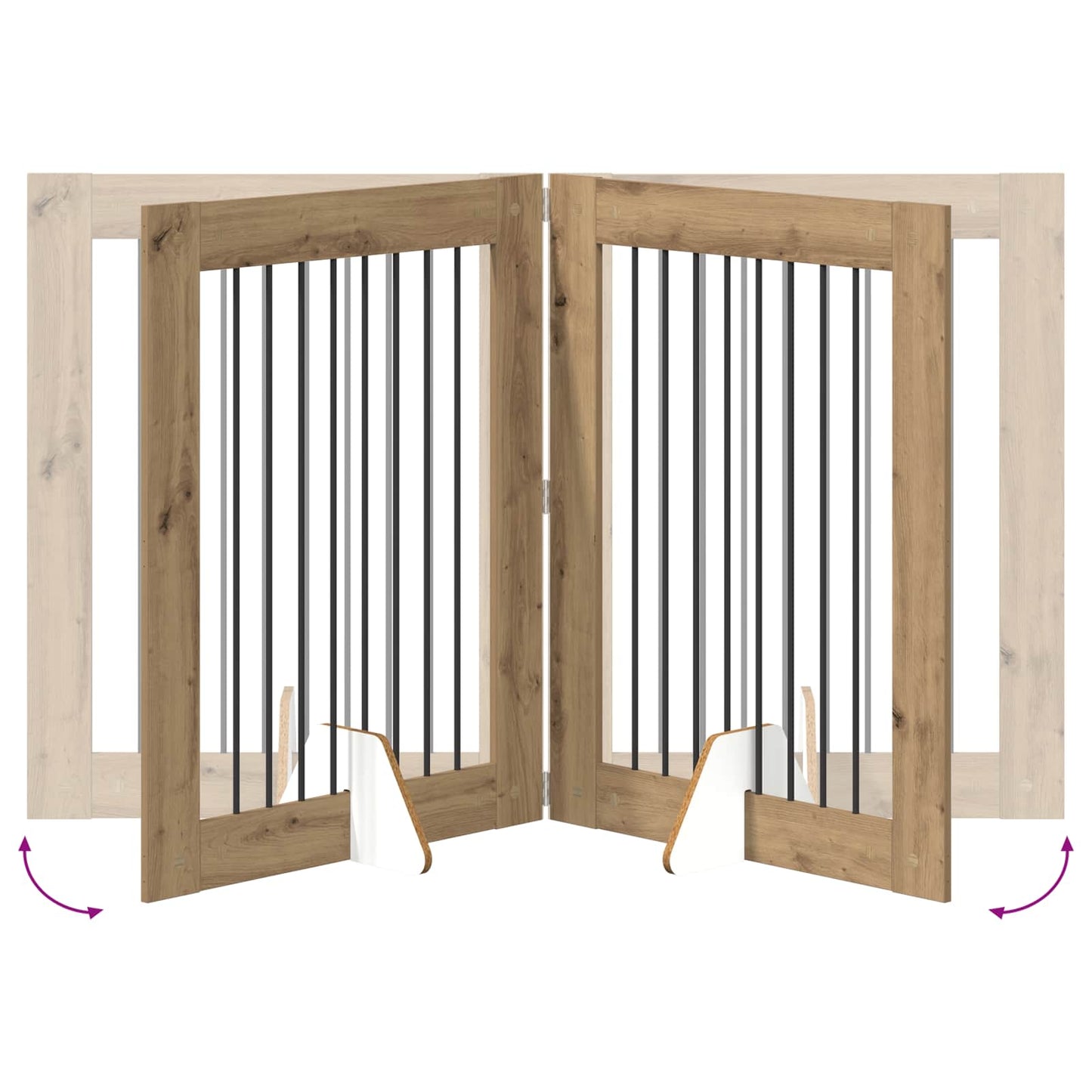 Cancello per cani pieghevole con supporti 2 pcs 160,5 cm