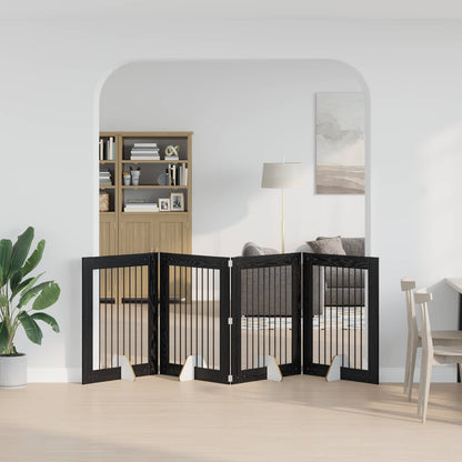 Cancello per cani con supporti 4 pcs Rovere Nero 80 x 100 cm | homemem39