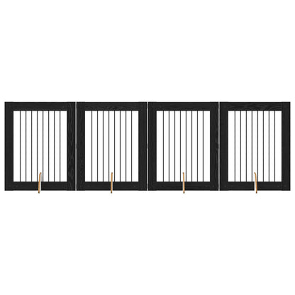Cancello per cani con supporti 4 pcs Rovere Nero 80 x 100 cm | homemem39