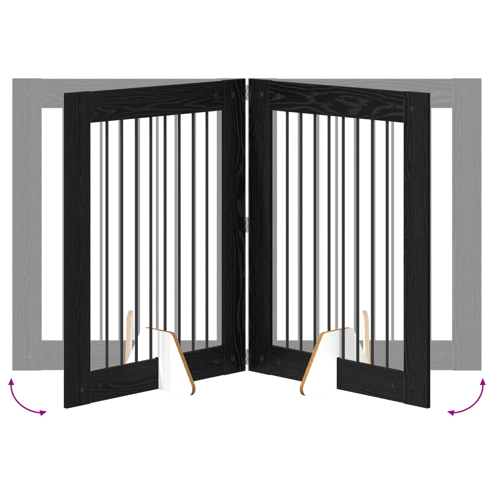 Cancello per cani con supporti 4 pcs Rovere Nero 80 x 100 cm | homemem39