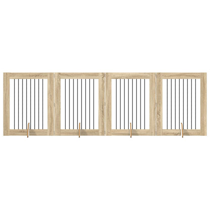 Cancello per cani con supporti 4 pcs Rovere Sonoma 80 x 100 cm | homemem39