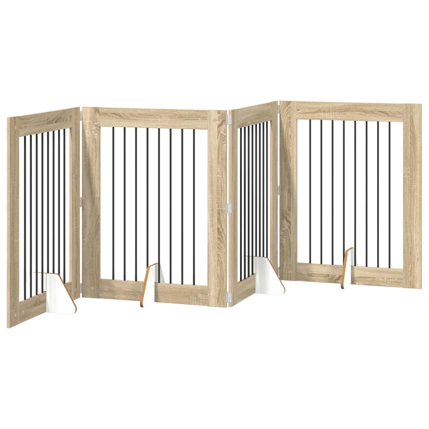Cancello per cani con supporti 4 pcs Rovere Sonoma 80 x 100 cm | homemem39