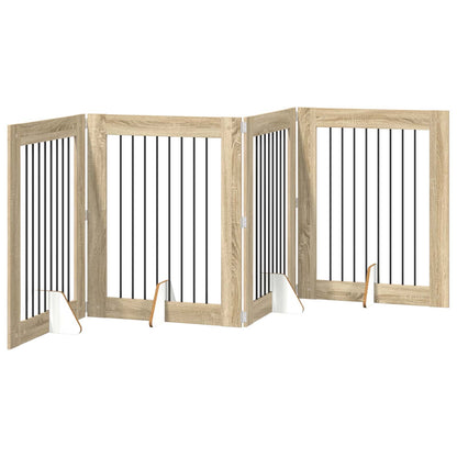 Cancello per cani con supporti 4 pcs Rovere Sonoma 80 x 100 cm | homemem39
