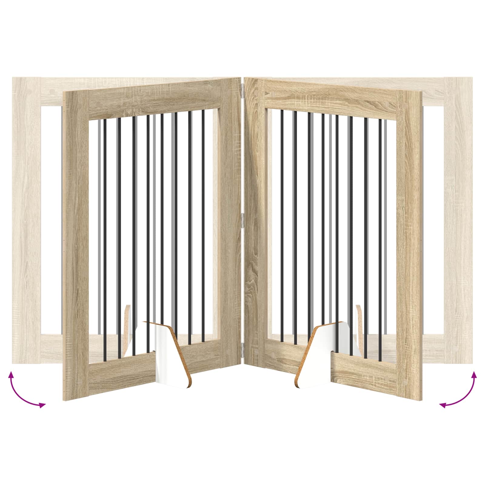 Cancello per cani con supporti 4 pcs Rovere Sonoma 80 x 100 cm | homemem39