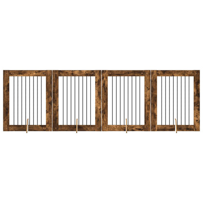 Cancello per cani con supporti 4 pcs Rovere Fumo 80 x 100 cm | homemem39
