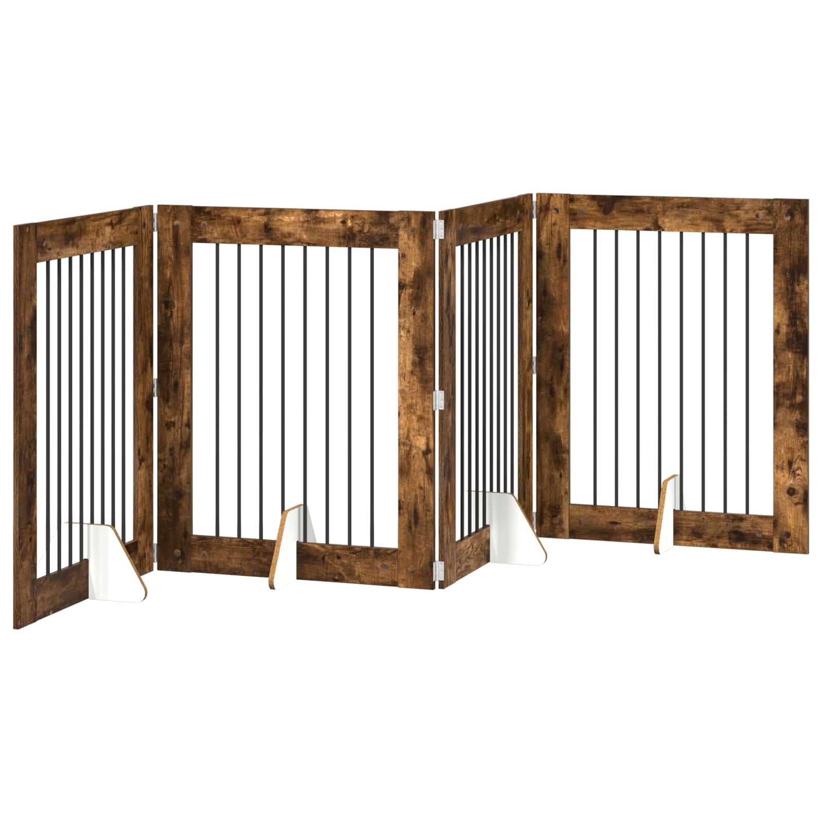 Cancello per cani con supporti 4 pcs Rovere Fumo 80 x 100 cm | homemem39