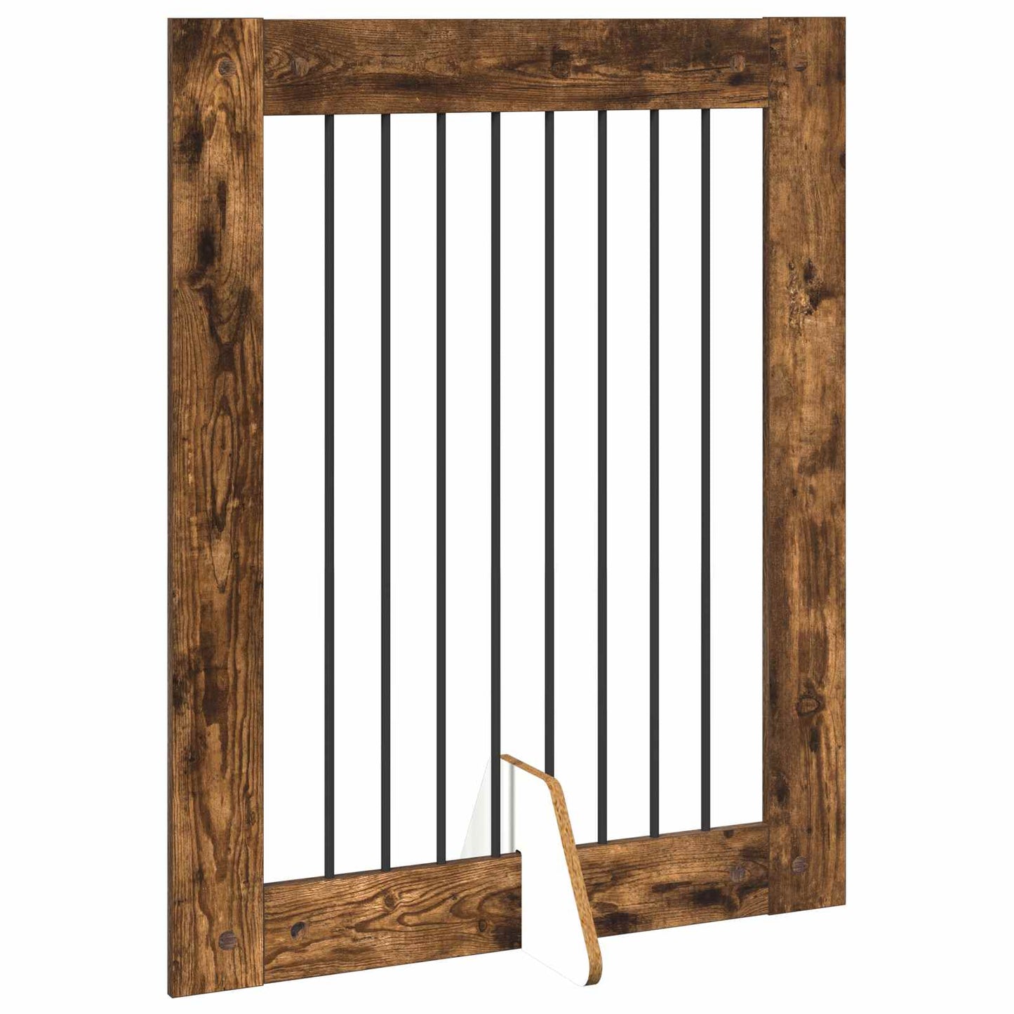 Cancello per cani con supporti 4 pcs Rovere Fumo 80 x 100 cm | homemem39