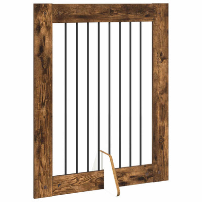 Cancello per cani con supporti 4 pcs Rovere Fumo 80 x 100 cm | homemem39