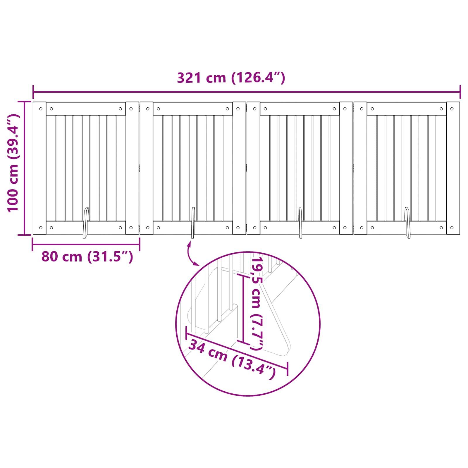 Cancello per cani con supporti 4 pcs Rovere Fumo 80 x 100 cm | homemem39