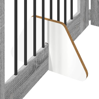 Cancello per cani con supporti 4 pcs Grigio Sonoma 80 x 100 cm | homemem39