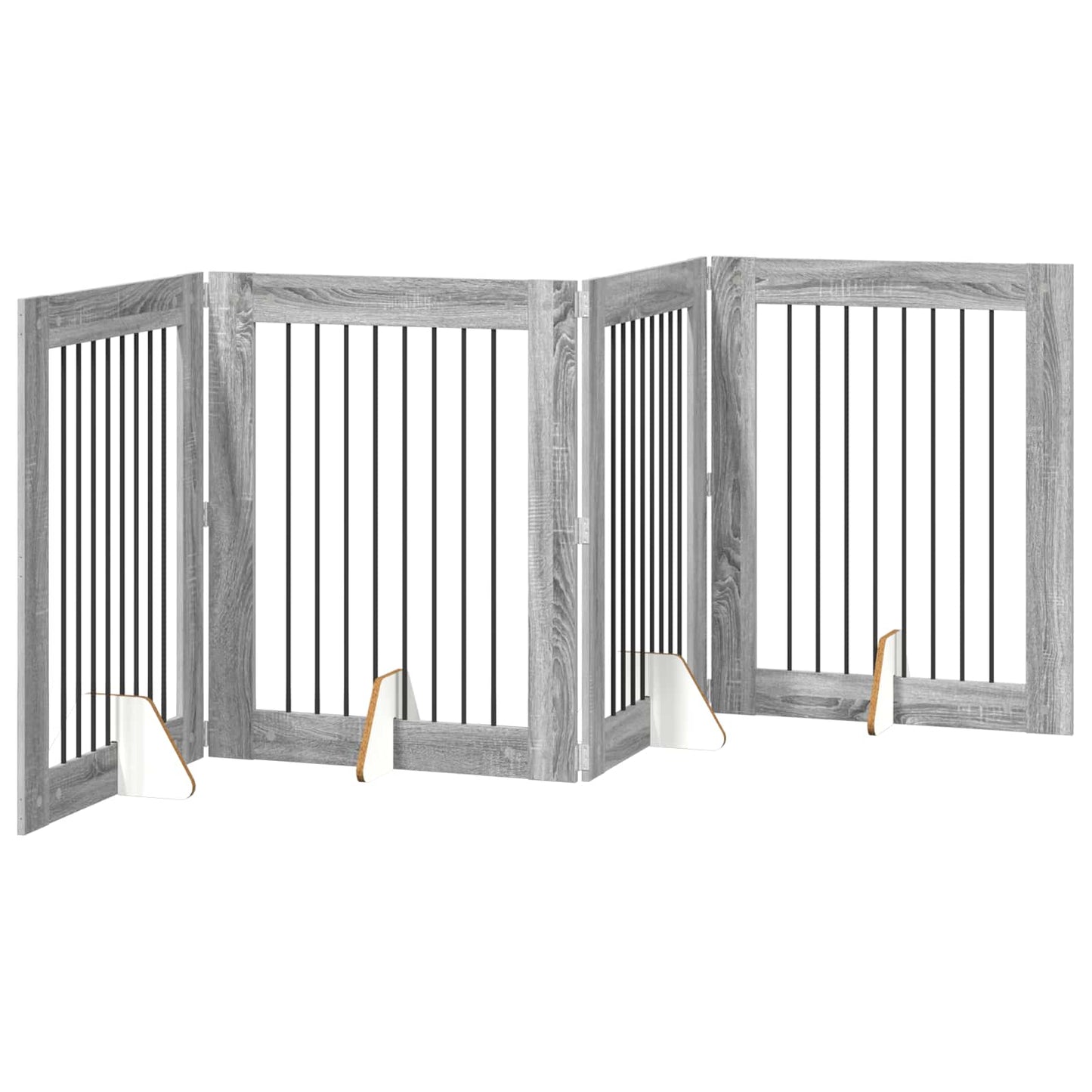 Cancello per cani con supporti 4 pcs Grigio Sonoma 80 x 100 cm | homemem39