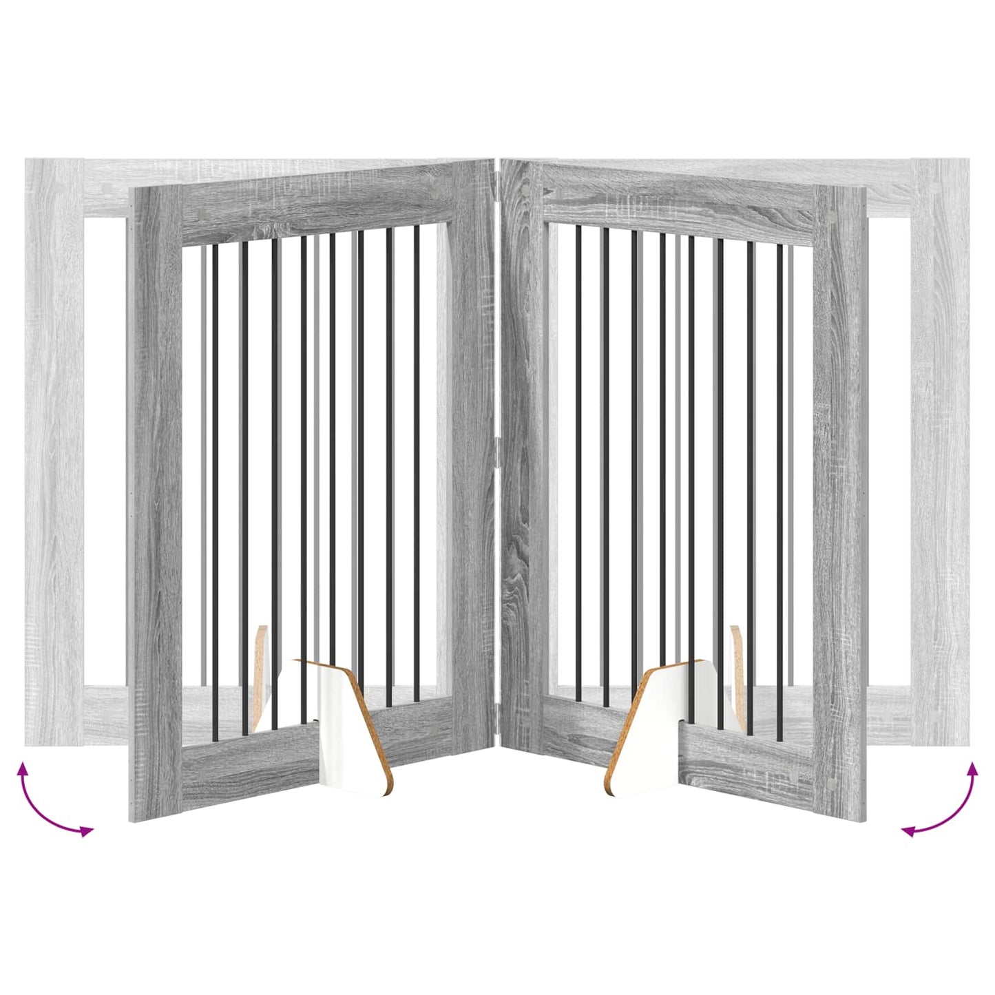Cancello per cani con supporti 4 pcs Grigio Sonoma 80 x 100 cm | homemem39