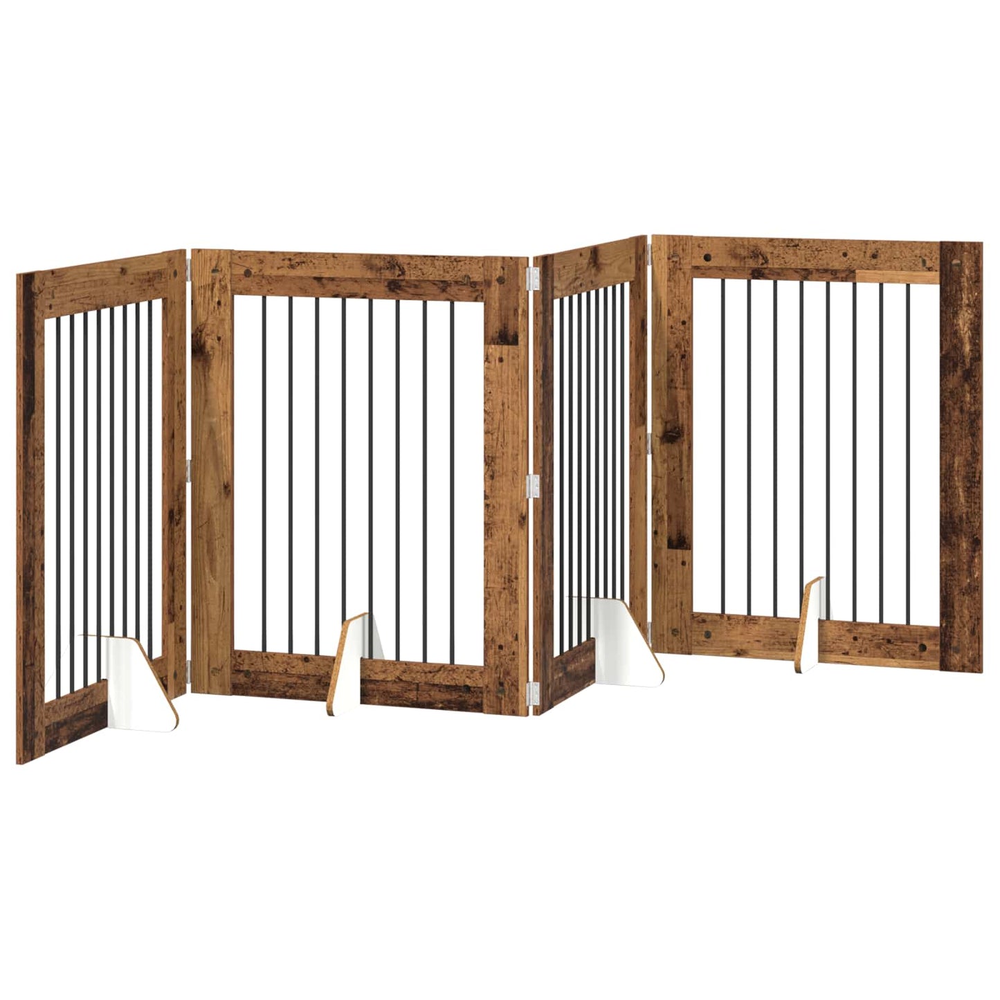 Cancello per cani con supporti 4 pcs Legno antico 80 x 100 cm