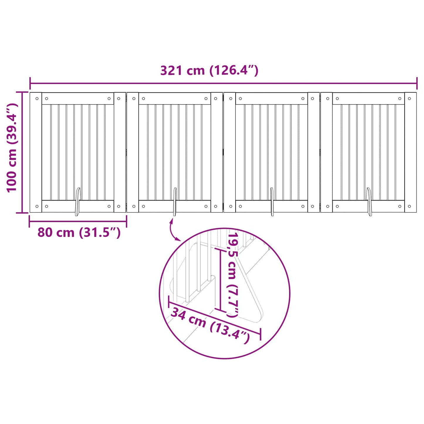 Cancello per cani con supporti 4 pcs Rovere Artigianale | homemem39