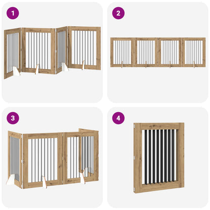 Cancello per cani pieghevole con supporti 4 pcs 321 cm