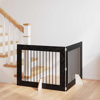Cancello per cani con supporti 2 pcs Rovere Nero 100 x 80 cm | homemem39