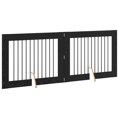 Cancello per cani con supporti 2 pcs Rovere Nero 100 x 80 cm | homemem39