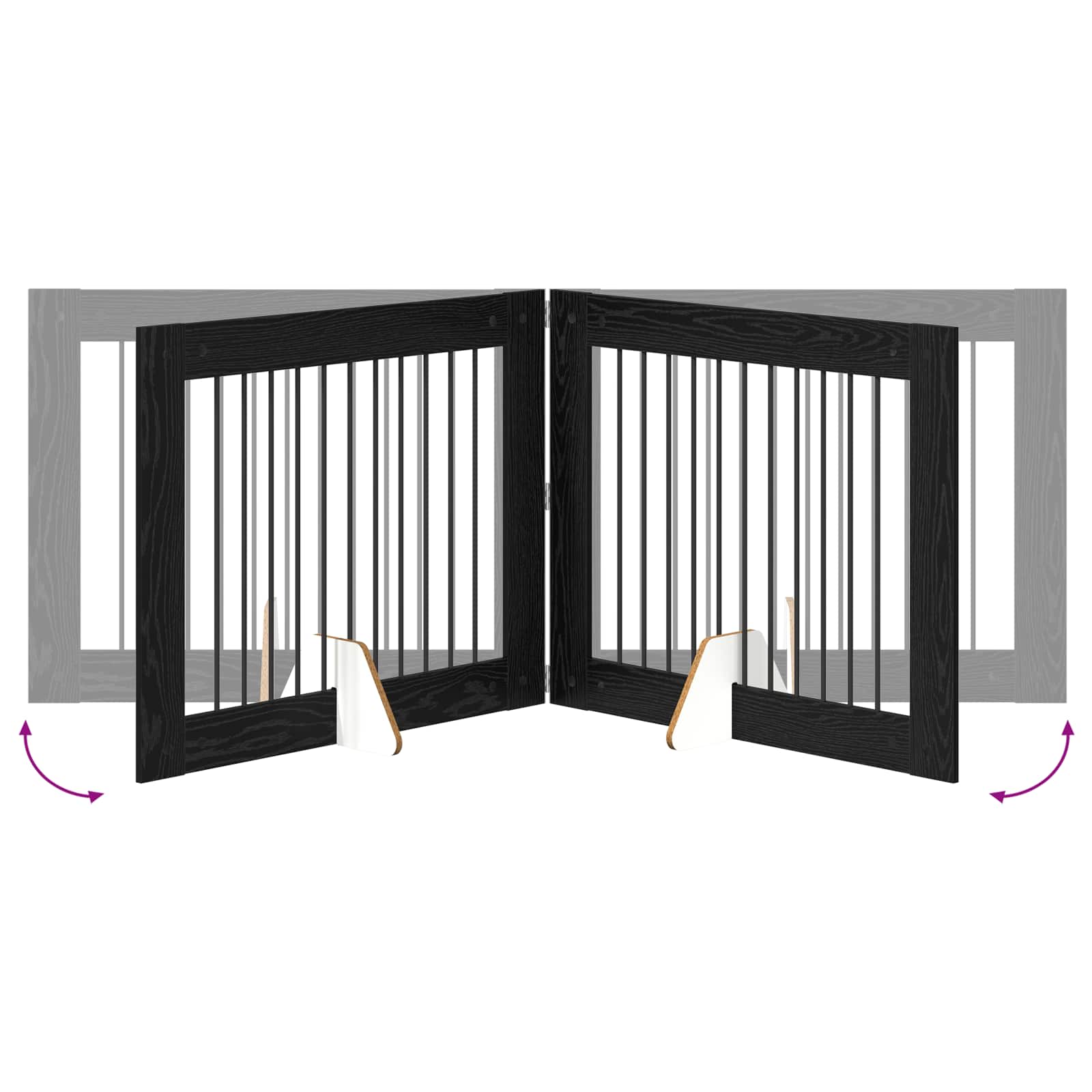 Cancello per cani con supporti 2 pcs Rovere Nero 100 x 80 cm | homemem39