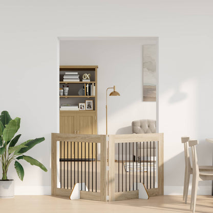 Cancello per cani con supporti 2 pcs Rovere Sonoma 100 x 80 cm | homemem39