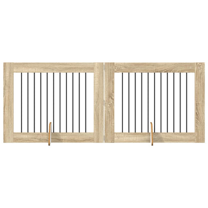 Cancello per cani con supporti 2 pcs Rovere Sonoma 100 x 80 cm | homemem39