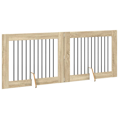 Cancello per cani con supporti 2 pcs Rovere Sonoma 100 x 80 cm | homemem39