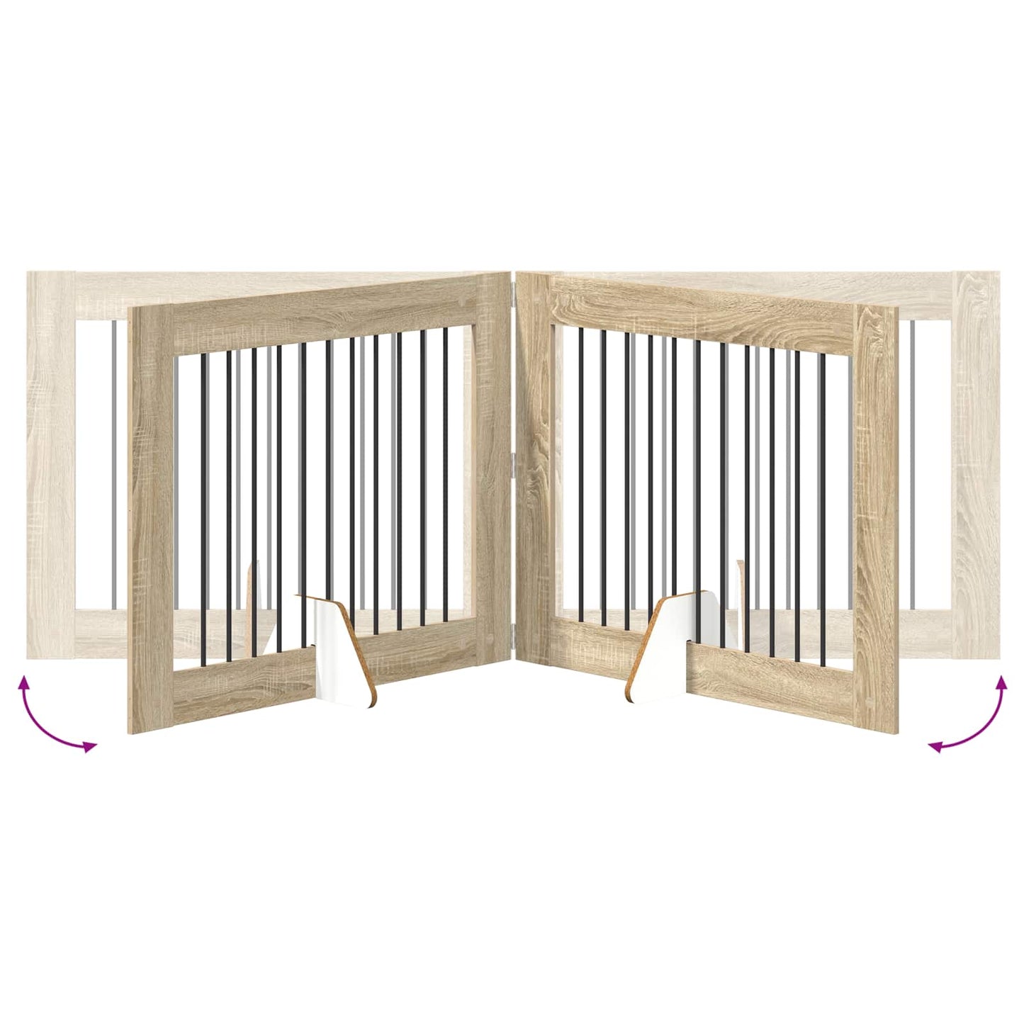 Cancello per cani con supporti 2 pcs Rovere Sonoma 100 x 80 cm | homemem39