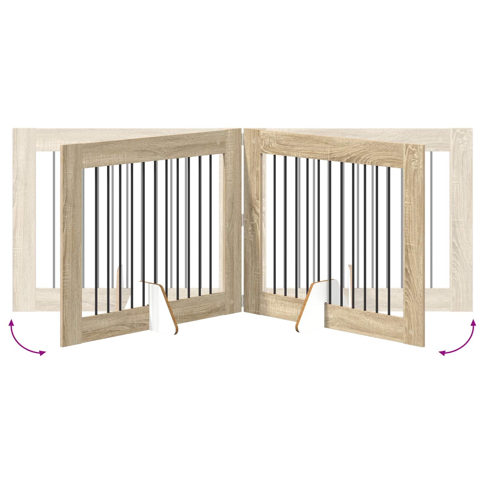 Cancello per cani con supporti 2 pcs Rovere Sonoma 100 x 80 cm | homemem39