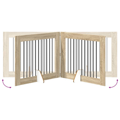 Cancello per cani con supporti 2 pcs Rovere Sonoma 100 x 80 cm | homemem39