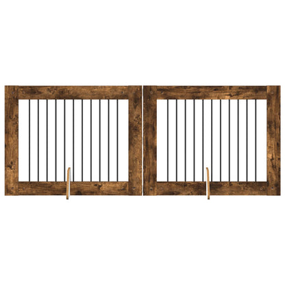 Cancello per cani con supporti 2 pcs Rovere Fumo 100 x 80 cm | homemem39