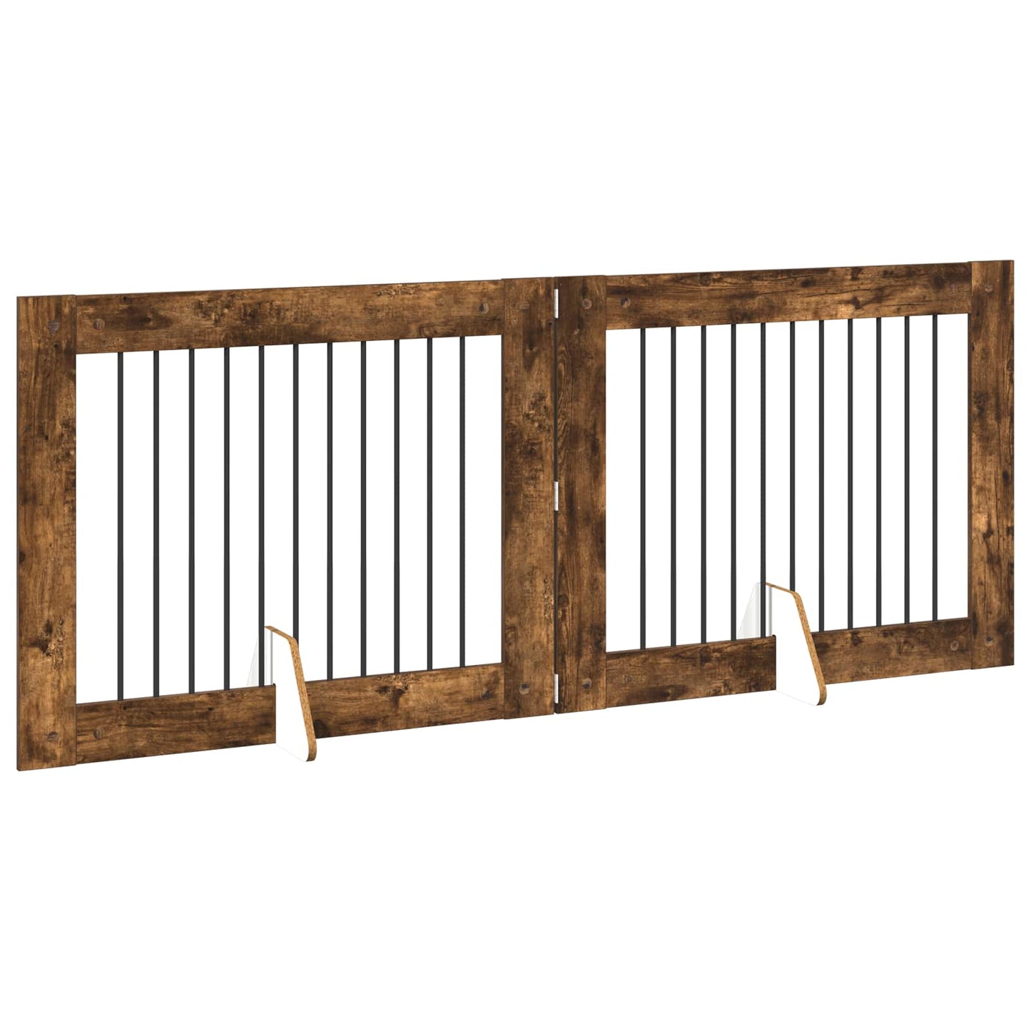 Cancello per cani con supporti 2 pcs Rovere Fumo 100 x 80 cm | homemem39