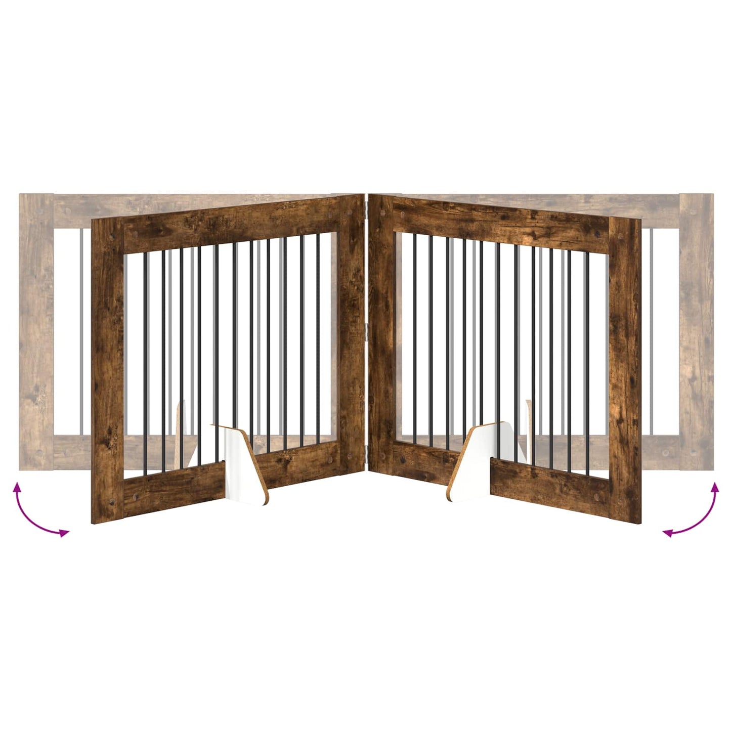 Cancello per cani con supporti 2 pcs Rovere Fumo 100 x 80 cm | homemem39