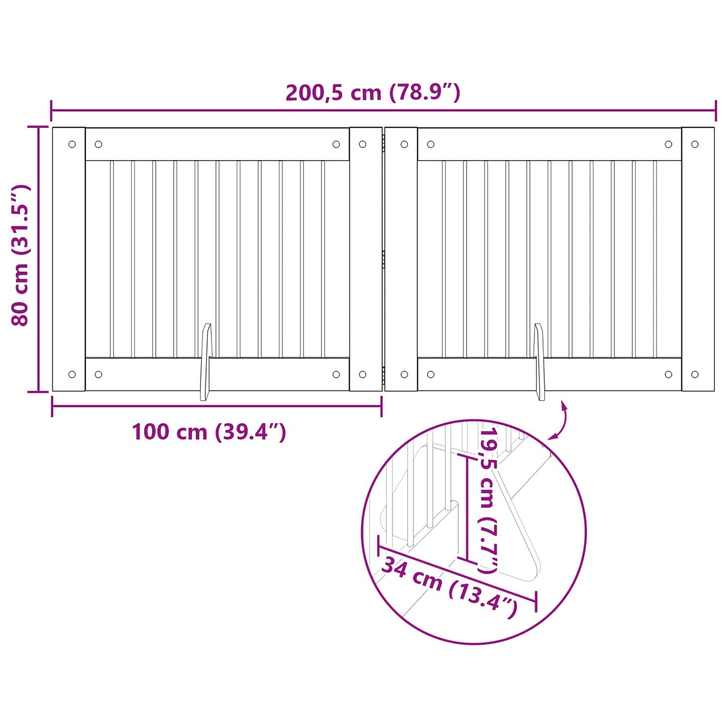 Cancello per cani con supporti 2 pcs Rovere Fumo 100 x 80 cm | homemem39