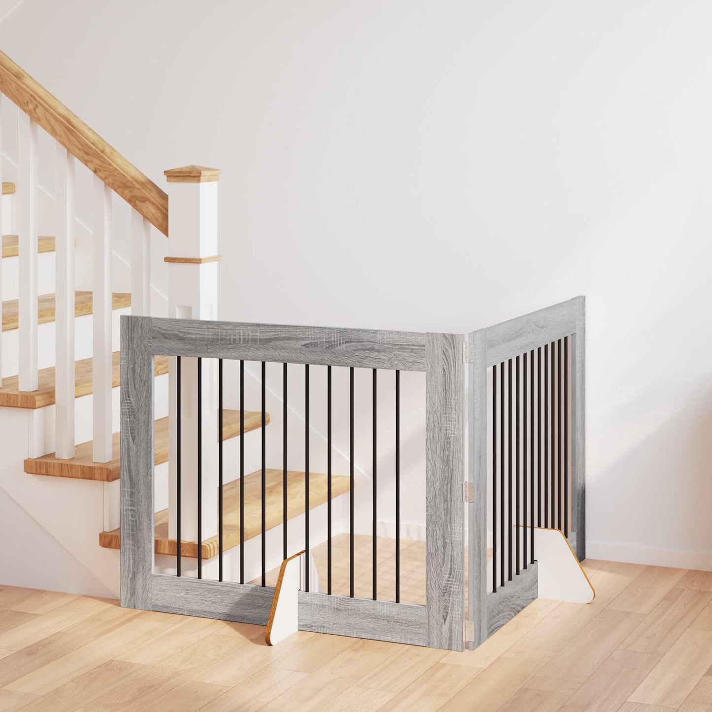 Cancello per cani con supporti 2 pcs Grigio Sonoma 100 x 80 cm | homemem39