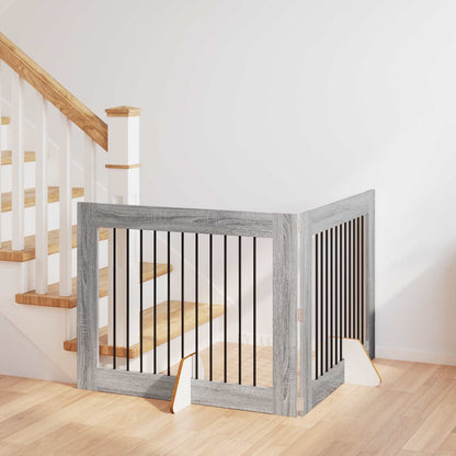 Cancello per cani con supporti 2 pcs Grigio Sonoma 100 x 80 cm | homemem39