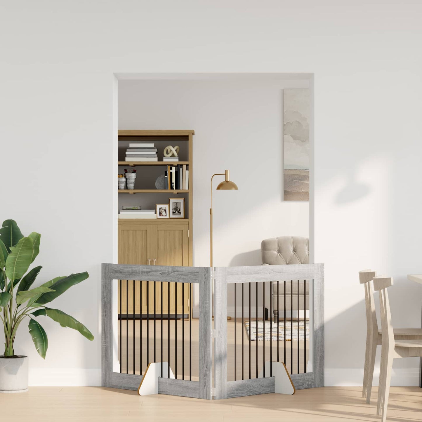 Cancello per cani con supporti 2 pcs Grigio Sonoma 100 x 80 cm | homemem39