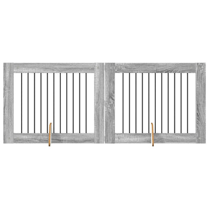 Cancello per cani con supporti 2 pcs Grigio Sonoma 100 x 80 cm | homemem39