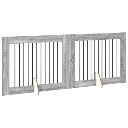 Cancello per cani con supporti 2 pcs Grigio Sonoma 100 x 80 cm | homemem39