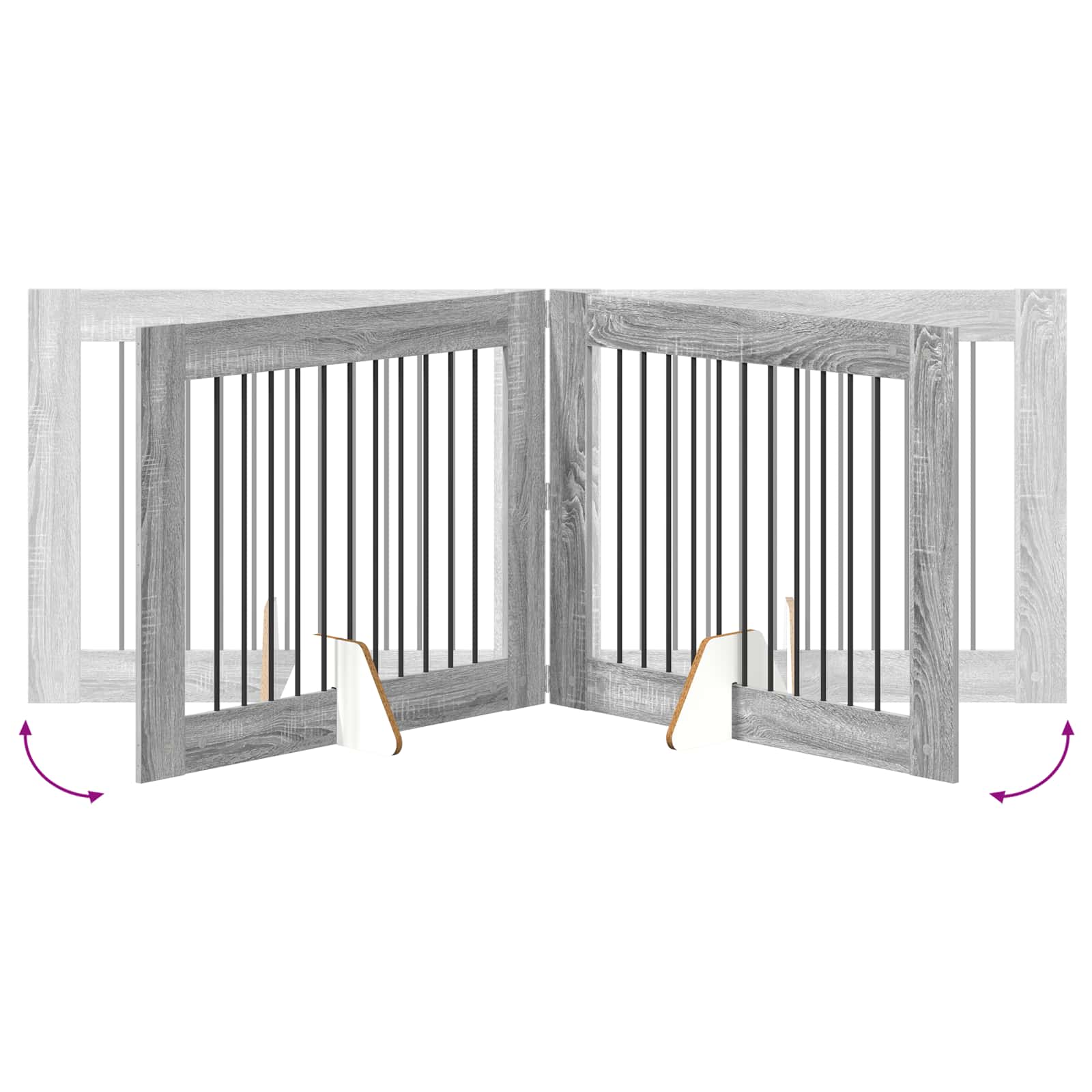 Cancello per cani con supporti 2 pcs Grigio Sonoma 100 x 80 cm | homemem39