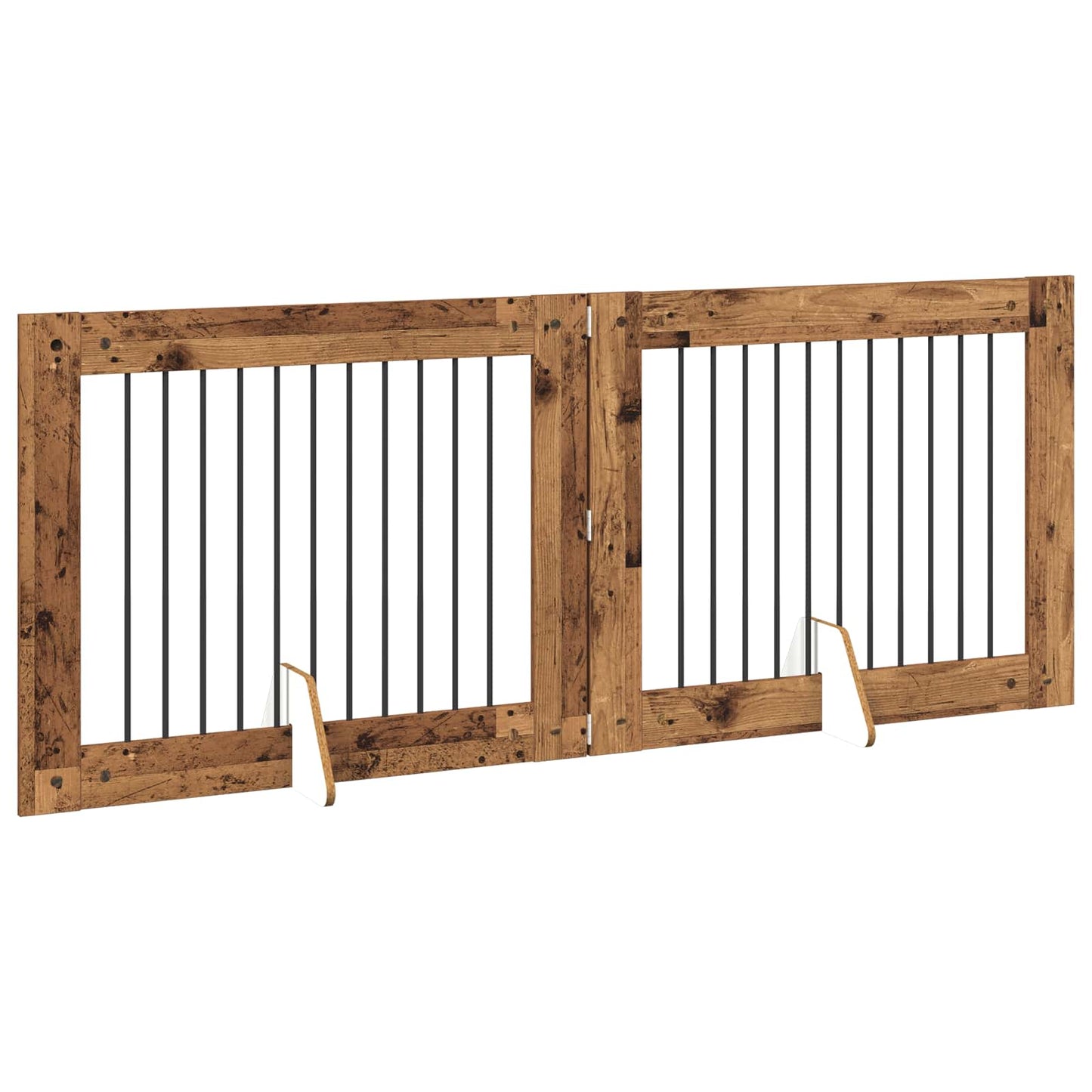 Cancello per cani con supporti 2 pcs Legno antico 100 x 80 cm