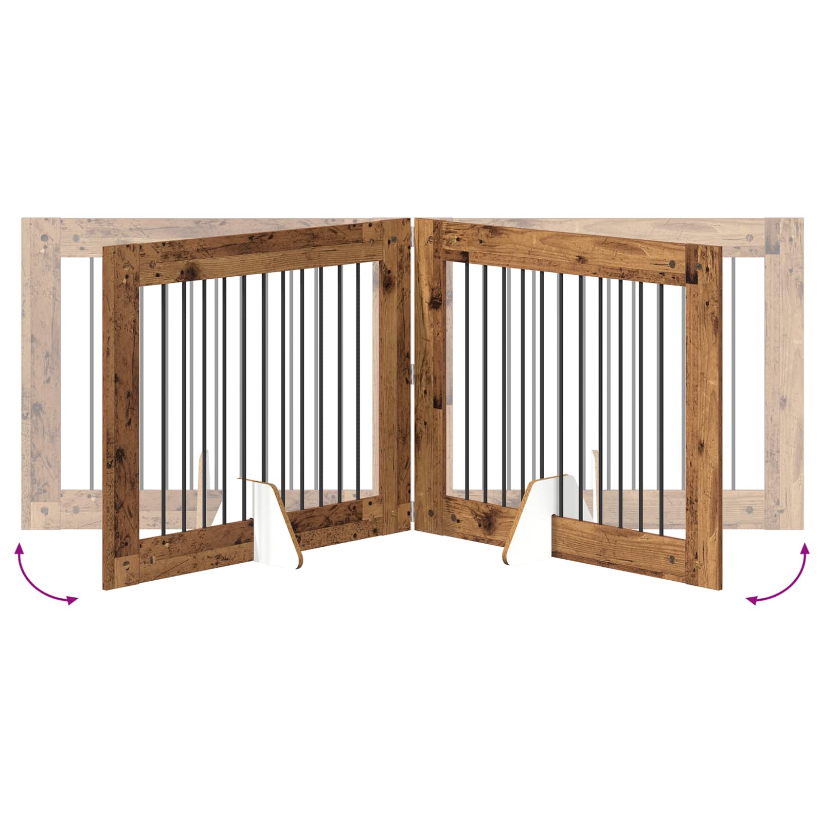 Cancello per cani con supporti 2 pcs Legno antico 100 x 80 cm | homemem39
