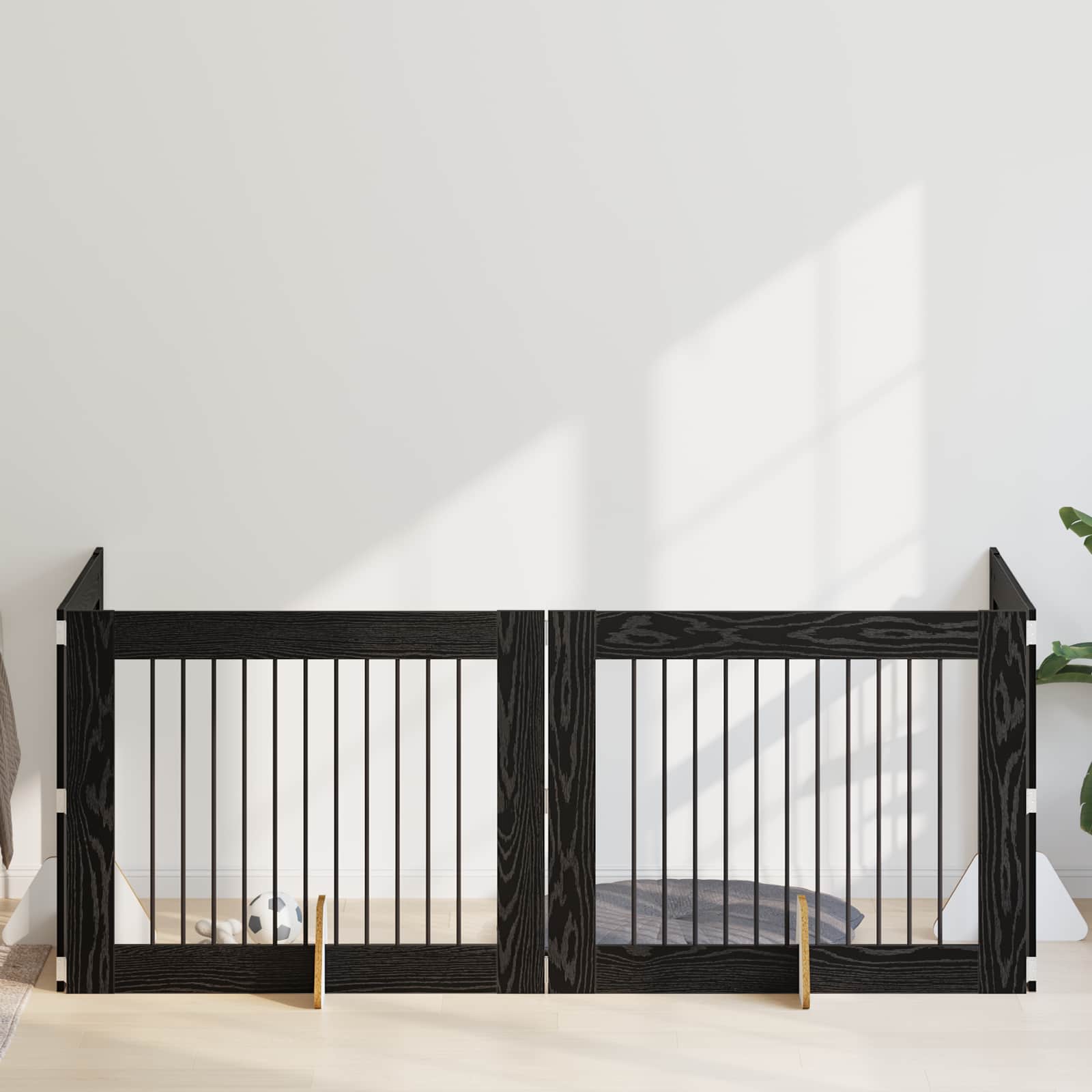 Cancello per cani con supporti 4 pcs Rovere Nero 100 x 80 cm | homemem39