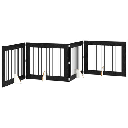 Cancello per cani con supporti 4 pcs Rovere Nero 100 x 80 cm | homemem39