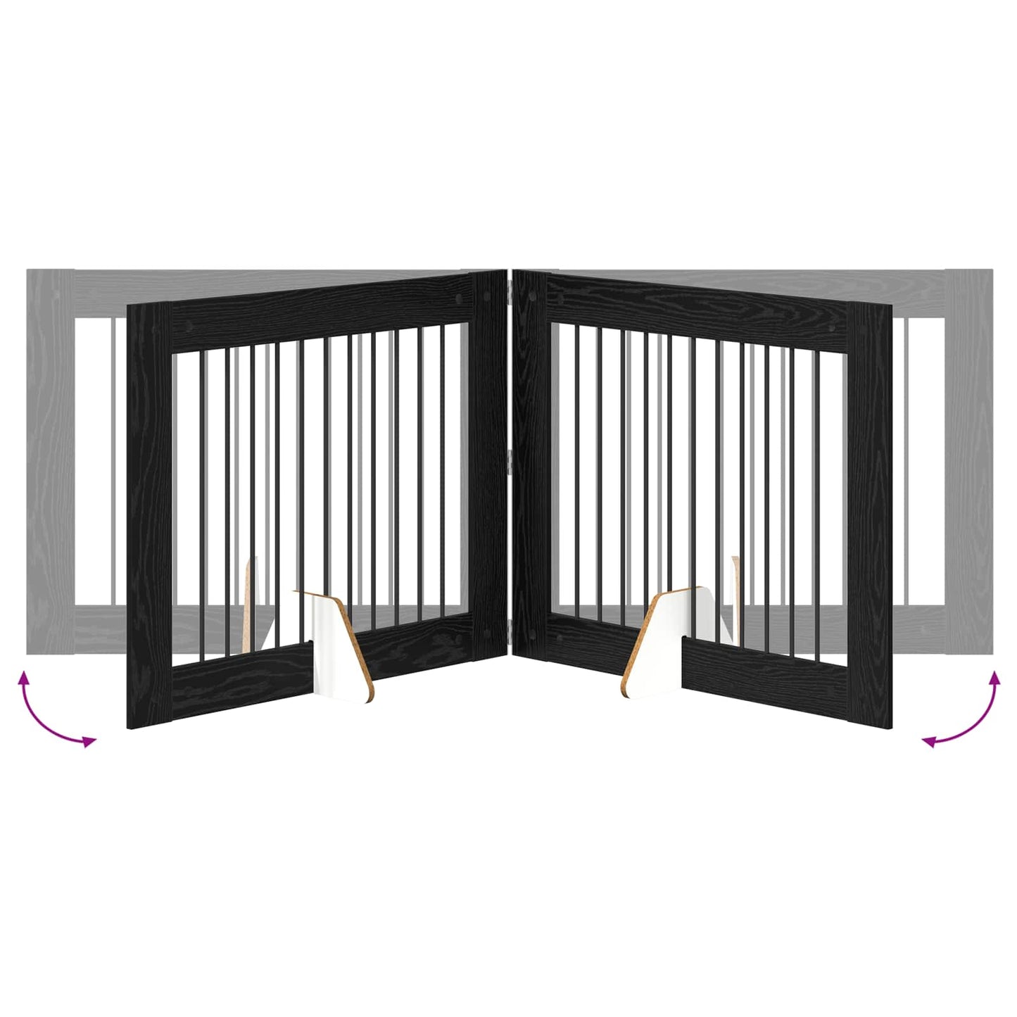 Cancello per cani con supporti 4 pcs Rovere Nero 100 x 80 cm | homemem39