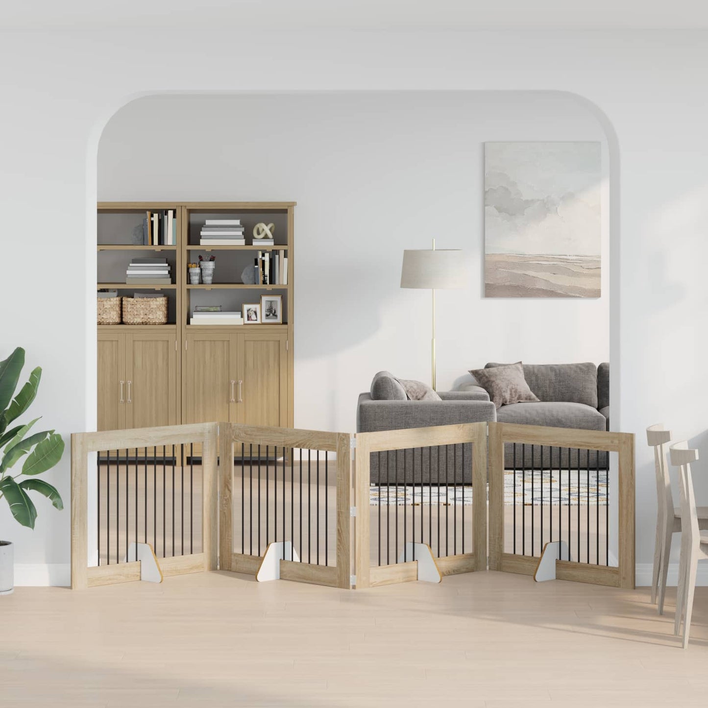 Cancello per cani con supporti 4 pcs Rovere Sonoma 100 x 80 cm | homemem39