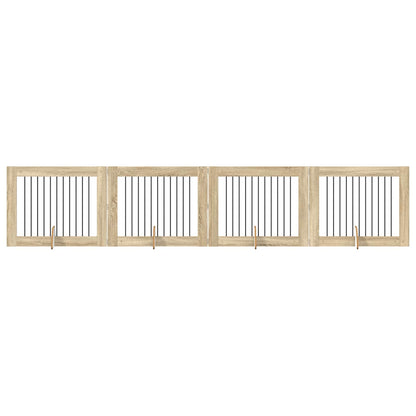 Cancello per cani con supporti 4 pcs Rovere Sonoma 100 x 80 cm | homemem39