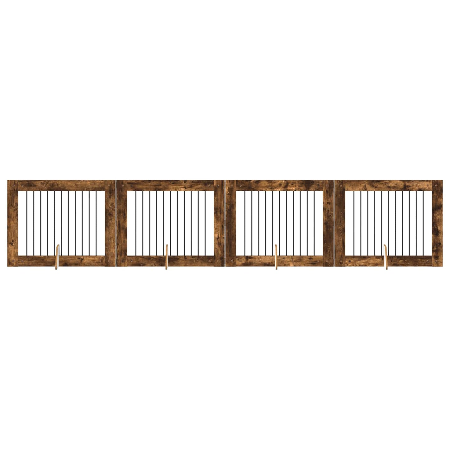 Cancello per cani con supporti 4 pcs Rovere Fumo 100 x 80 cm | homemem39