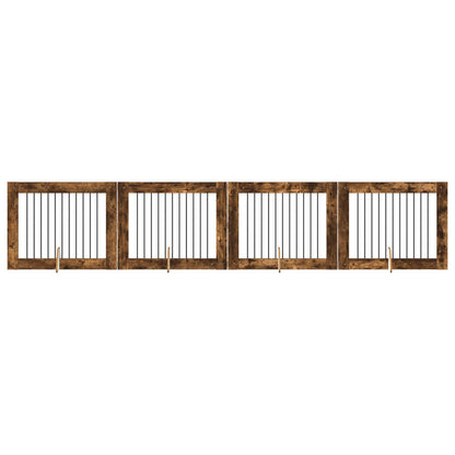 Cancello per cani con supporti 4 pcs Rovere Fumo 100 x 80 cm | homemem39