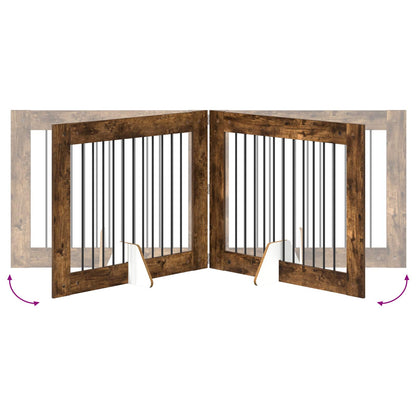 Cancello per cani con supporti 4 pcs Rovere Fumo 100 x 80 cm | homemem39