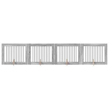 Cancello per cani con supporti 4 pcs Grigio Sonoma 100 x 80 cm | homemem39